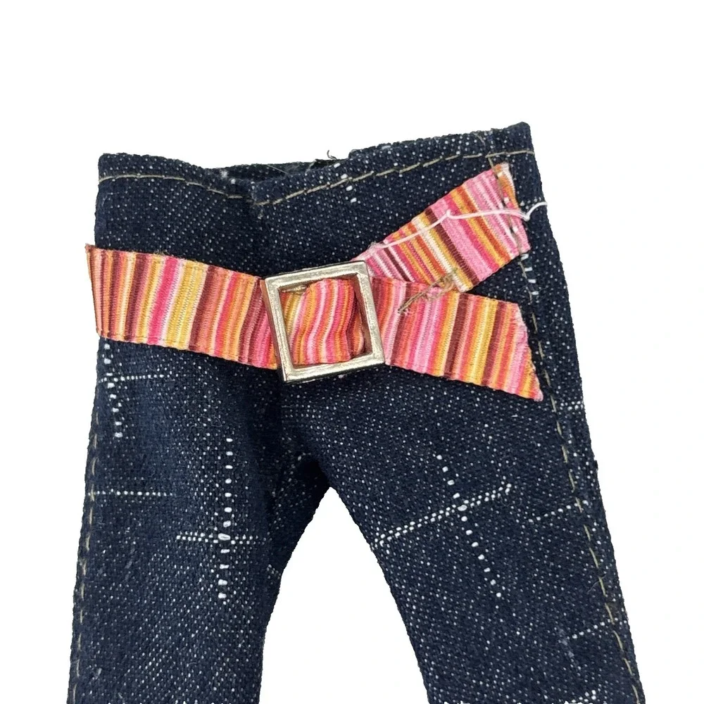 Bratz Doll MGA Princess Fianna Jeans Pants Dark‎ Denim w Stripe Belt RARE!